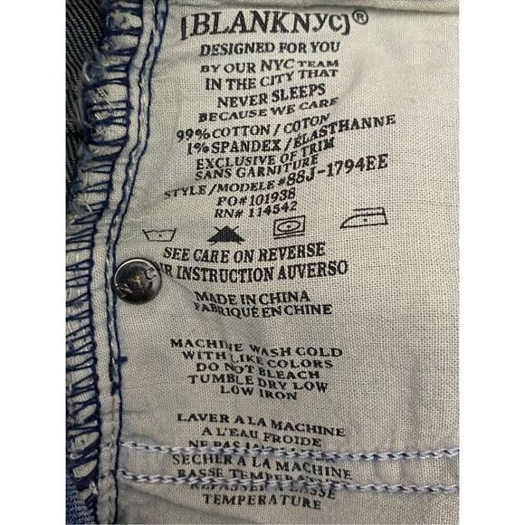 Blank NYC Straight Leg Jeans Distressed Fishnet Patches Women’s Sz 27 Waist - Picture 5 of 8